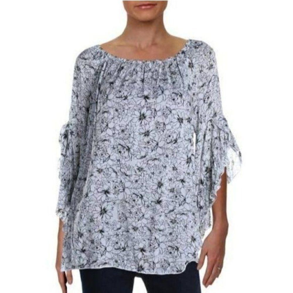 Fever Floral Off the Shoulder Blouse White Medium